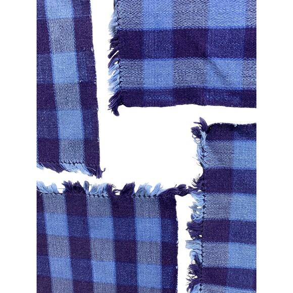 Set of 4 20 x 13 Inch Placemats Blue Buffalo Check Plaid Table Linens - Picture 6 of 9
